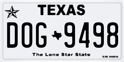 TX license plate DOG9498