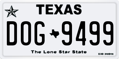 TX license plate DOG9499
