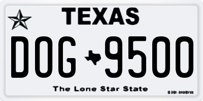 TX license plate DOG9500