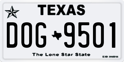 TX license plate DOG9501