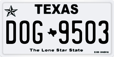 TX license plate DOG9503