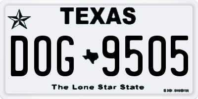 TX license plate DOG9505