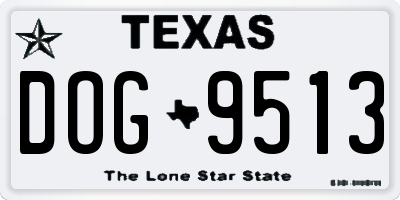 TX license plate DOG9513