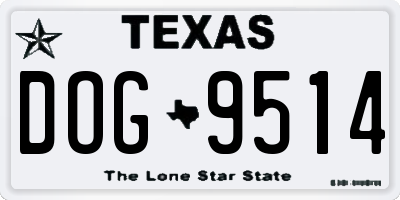 TX license plate DOG9514