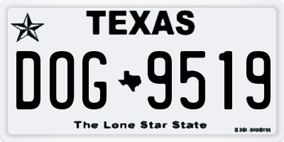 TX license plate DOG9519