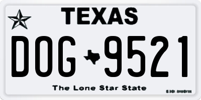 TX license plate DOG9521