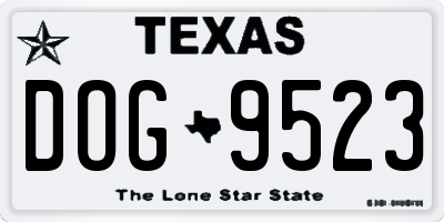 TX license plate DOG9523