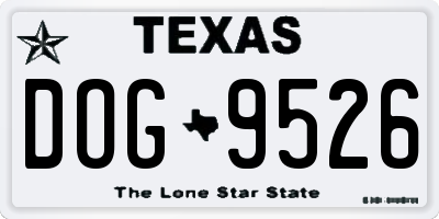 TX license plate DOG9526