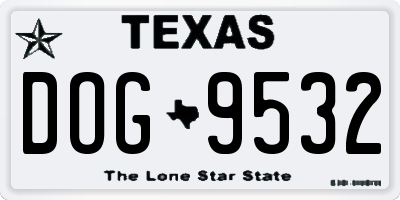 TX license plate DOG9532