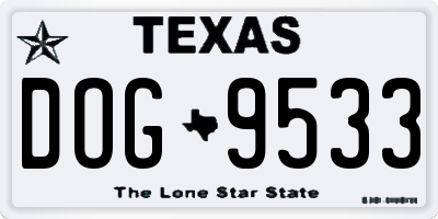 TX license plate DOG9533