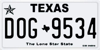 TX license plate DOG9534