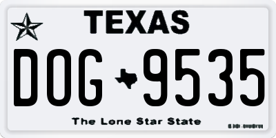 TX license plate DOG9535