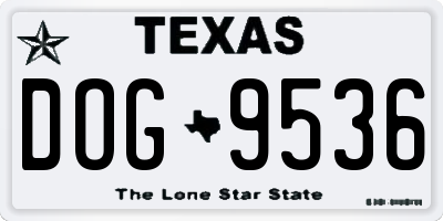 TX license plate DOG9536