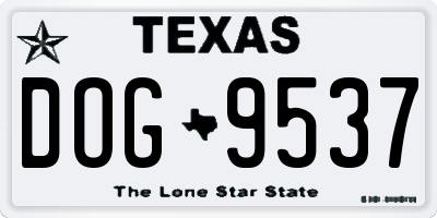 TX license plate DOG9537