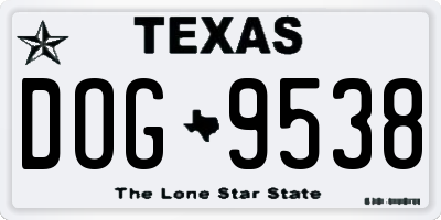TX license plate DOG9538