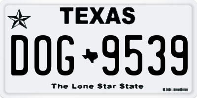 TX license plate DOG9539