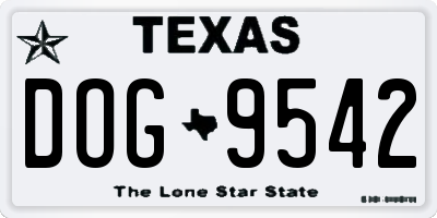 TX license plate DOG9542