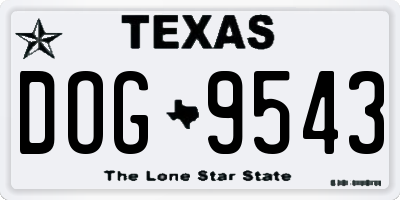TX license plate DOG9543