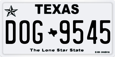 TX license plate DOG9545