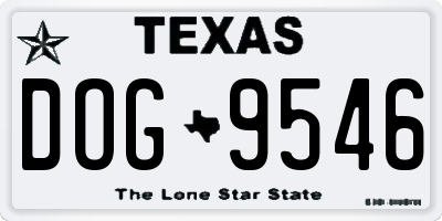 TX license plate DOG9546