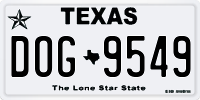 TX license plate DOG9549