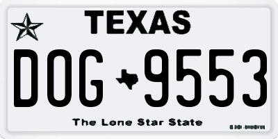 TX license plate DOG9553