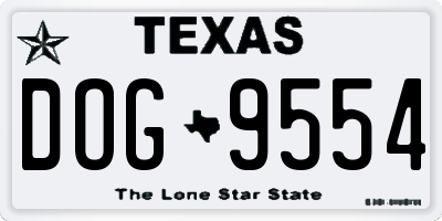 TX license plate DOG9554