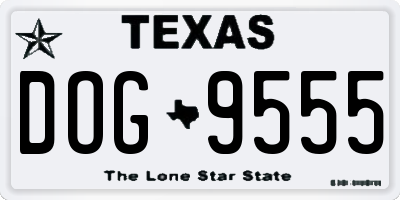 TX license plate DOG9555