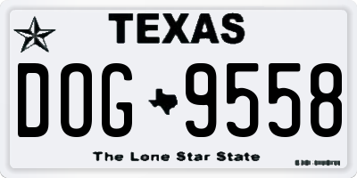 TX license plate DOG9558