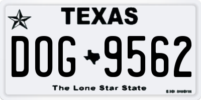 TX license plate DOG9562