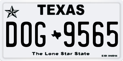 TX license plate DOG9565