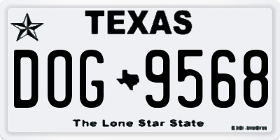 TX license plate DOG9568