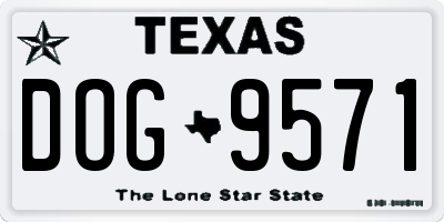 TX license plate DOG9571