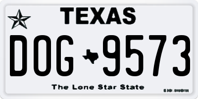 TX license plate DOG9573
