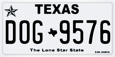 TX license plate DOG9576