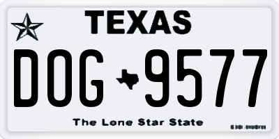 TX license plate DOG9577