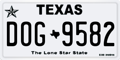 TX license plate DOG9582