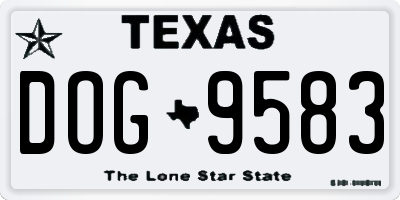 TX license plate DOG9583