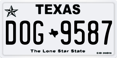 TX license plate DOG9587