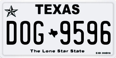 TX license plate DOG9596