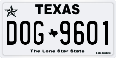 TX license plate DOG9601
