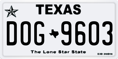 TX license plate DOG9603