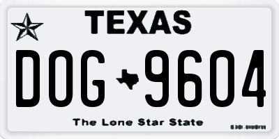TX license plate DOG9604