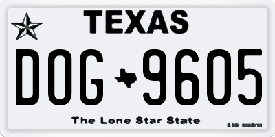 TX license plate DOG9605