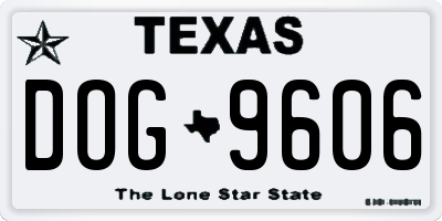 TX license plate DOG9606
