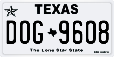 TX license plate DOG9608