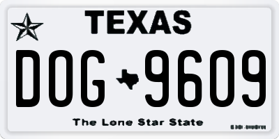 TX license plate DOG9609