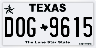 TX license plate DOG9615