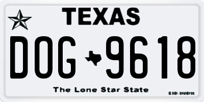 TX license plate DOG9618