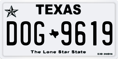 TX license plate DOG9619